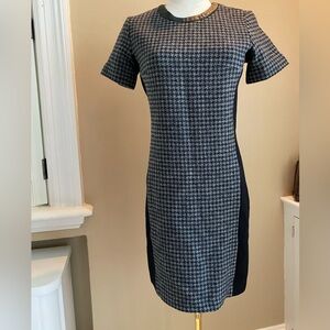 J Crew Wool Checkered Dress with Leather Trim Collar 00